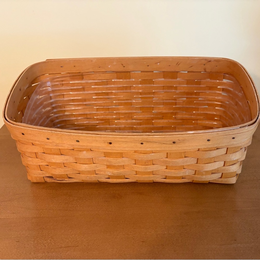 Vintage 1999 Longaberger Large Vegetable Basket and Plastic Protector 14”
